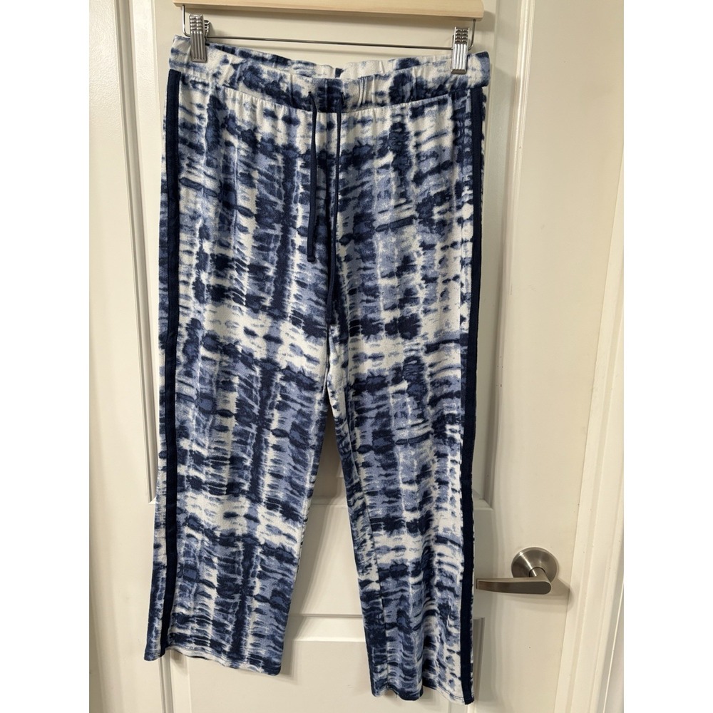 Lucky Brand Women's Soft Blue White Tie Dye Drawstring Lounge Pants Size Small